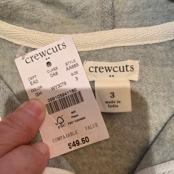 NWT J. Crew Boys' Blue & Grey Camo Fleece Full-Zip Hoodie - Picture 6 of 9